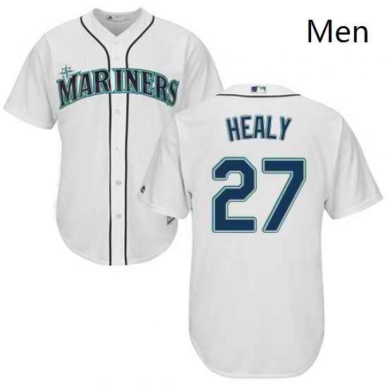 Mens Majestic Seattle Mariners 27 Ryon Healy Replica White Home Cool Base MLB Jersey